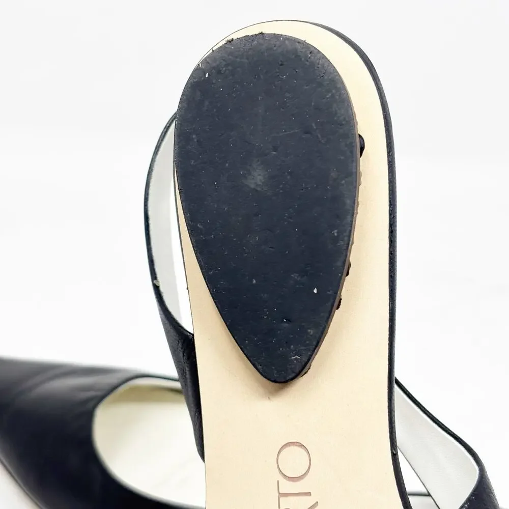 Franco Sarto A-Riva Black Leather Sling Back Pointy Toe Ballet Flat Womens 8.5 - Picture 5 of 10